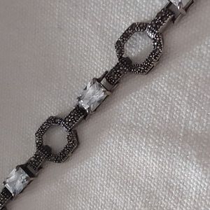 Sterling silver marcasite and crystal bracelet
